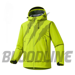 Men <b>Lime</b> <b>Green</b> Full Sleeve Waterproof <b>Jacket</b> With Lightning Print Hooded Design Winter Outdoor Wear - Product Image 3