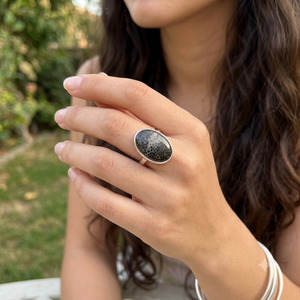 Natural Black Coral Stone Gemstone <b>Ring</b> Solid 925 Sterling Silver Handmade Oval Statement <b>Ring</b> for Women Fine Jewelry Gift - Product Image 5
