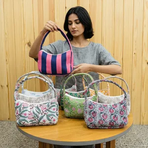 Floral cotton <b>quilted</b> shoulder bag hand bag reusable eco friendly soft padded women tote bag custom print custom logo wholesale - Product Image 6