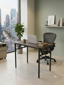 Mesa de comedor plegable con tablero de madera y patas de metal, adecuada para decoración de oficina o hogar. - Product Image 2