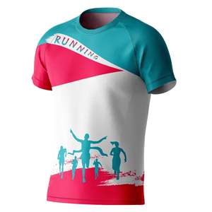 Camisetas de Running Sublimadas con Logotipo Personalizado OEM/ODM, Manga Corta, Cuello Redondo, Secado Rápido, Transpirables, de Poliéster, para Entrenamiento y Maratón - Product Image 3