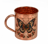 Mug en cuivre martelé artisanal avec motif tortue marine, tasse à boire en cuivre pur, mug Moscow Mule, tasse en cuivre sur le thème de la faune marine