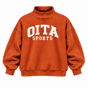 เสื้อสเวตเชิ้ตคอเต่าสีส้มไหม้ทรงโอเวอร์ไซส์ ยูนิเซ็กส์ ทรงหลวม แขนยาว ผ้าหนา พิมพ์ลายตามสั่ง สไตล์ลำลอง สตรีทแวร์ - Product Image 1