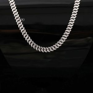 Collar Unisex Miami Cuban Link de 14 mm, Chapado en Oro Sólido de 14K, con Diamantes Naturales de Corte Brillante y Moissanita, Estilo Rapper, Hip Hop, Lujoso, para Fiestas - Product Image 3
