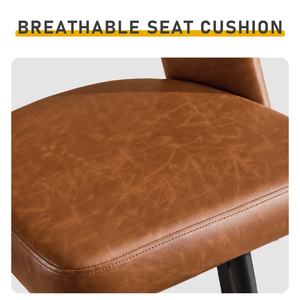 2pcs Brown PU Swivel Bar Stools with Open Backrest and Metal Legs - Product Image 6