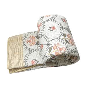 Fabricante hecho a mano de algodón bloque floral impreso manta al por mayor manta de algodón con sábana - Product Image 1