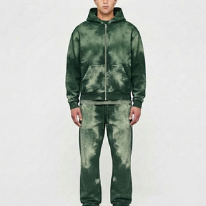 Regular Fit Men Winter Wear Men Hooded Sun Faded Tracksuit Set Vintage Style Streetwear <b>Distressed</b> Sun Faded Zipper Tracksuit - Product Image 1