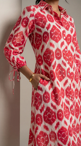 Robe chemise imprimée de qualité supérieure, robe longue en coton pour femme, robe d'été décontractée, tissu léger et fluide, vente en gros - Product Image 3