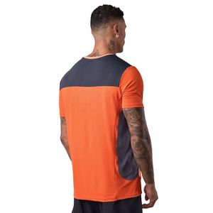 เสื้อยืดกีฬาบล็อกสีส้มดำสำหรับผู้ชาย ระบายอากาศได้ดี แห้งเร็ว เหมาะสำหรับออกกำลังกาย ฟิตเนส วิ่ง และเล่นกีฬา น้ำหนักเบา - Product Image 2