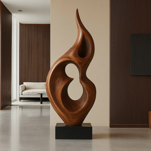 Escultura Abstracta de Madera Hecha a Mano, Decoración Minimalista para el Hogar, Arte Abstracto de Madera Maciza, Decoración Artesanal - Product Image 4