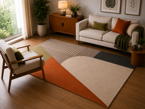 Tapis d'appoint en laine tufté à la main, abstrait et moderne, de luxe, géométrique, design, pour salon, chambre, hôtel - Product Image 4