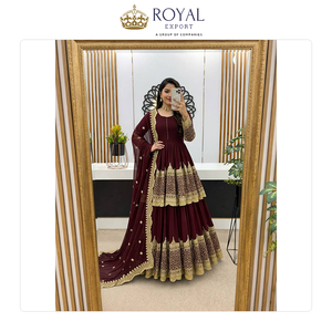 Colección de Diseñador de Ropa India de Alta Calidad, Traje Sharara de Georgette Sintética con Bordado de Lentejuelas, Ampliamente Vendido - Product Image 4