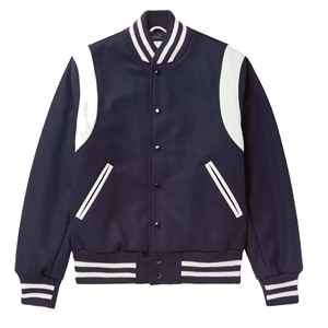 Chaqueta Bomber Varsity de Estilo Urbano para Jóvenes, Chaqueta Casual con Mangas de Cuero y Corte Ajustado para Hombre - Product Image 1