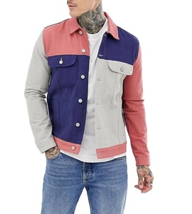 Chaqueta Vaquera Personalizada para Hombre, Estilo Hiphop, Color Block, Precio al por Mayor, Chaqueta Vaquera de Mezclilla para Hombre - Product Image 1