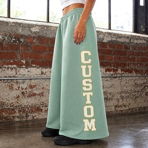 Pantalon de survêtement unisexe tendance en molleton de coton coupe ample avec impression réfléchissante personnalisée style streetwear - Product Image 3