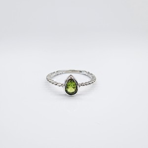 Custom 925 Sterling <b>Silver</b> Peridot Gemstone <b>Solitaire</b> <b>Ring</b> Pear Shape Stackable Band for Everyday Wear Women's Jewelry - Product Image 1