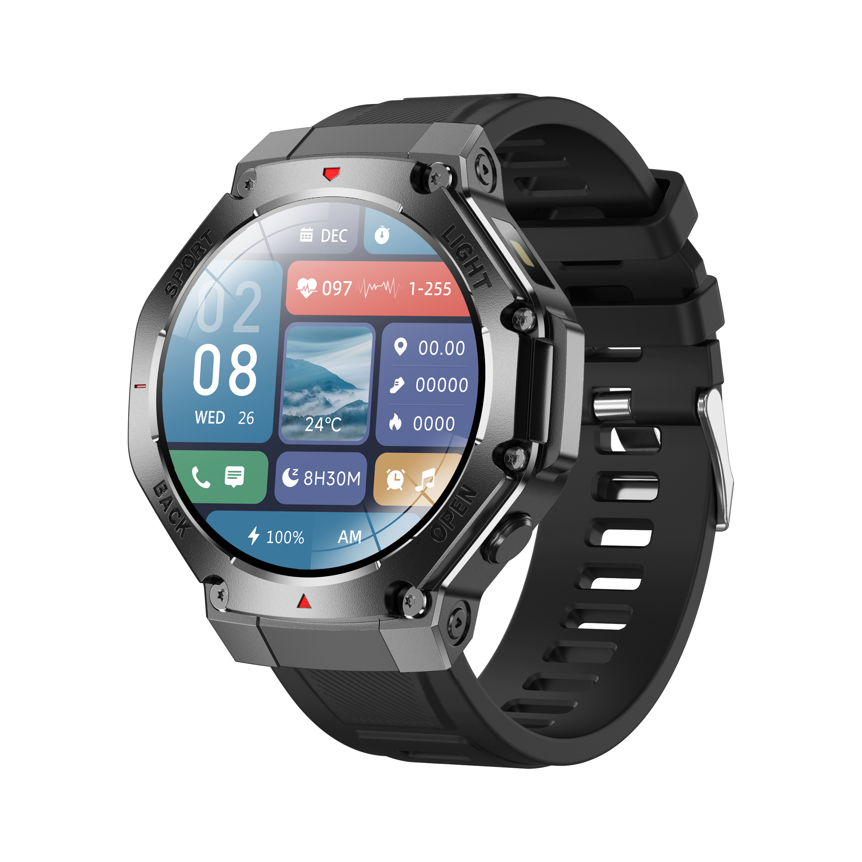 Gunmetal Case / Black Silicone Strap