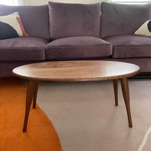 Mesa de Centro de Madera de Nogal Sólido, Ovalada, Elíptica, Rectangular, Estilo Moderno de Mediados de Siglo, Hecha a Mano - Product Image 6