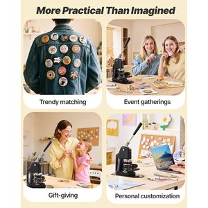 Macchina per Creare Badge 3 in 1 da 1,26/2,28/2,95 Pollici con 300 Pezzi di Perni in Plastica, Taglierina Rettangolare e Circolare, Magic Book Rei - Product Image 6