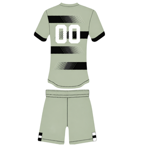 Conjunto de Pantalones Cortos y Camiseta de Rugby Verde Salvia Claro y Negro, Manga Corta, Cuello Redondo, Uniforme de Equipo a Rayas, Personalizado, Transpirable, para Entrenamiento - Product Image 2