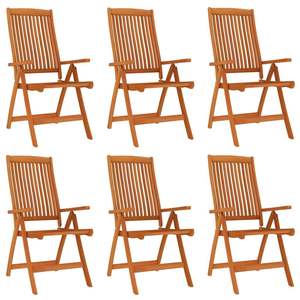 Ensemble de 6 chaises de jardin en bois d'eucalyptus massif marron, taille moyenne - Product Image 2