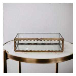 Boîte à bijoux en verre avec cadre en laiton rectangulaire finition antique - Product Image 6