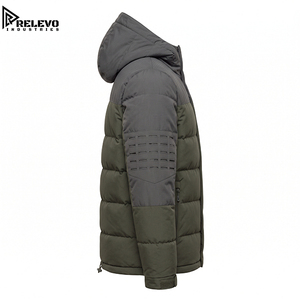 High Quality Custom <b>Waterproof</b> Insulated Puffer <b>Jacket</b>, Men Heavy Duty Winter Coat in Olive and <b>Grey</b> with Pockets - Product Image 3