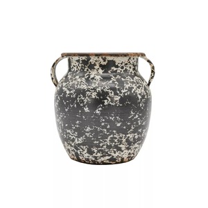 Présenté par JaffsExports, vase de table rustique en fonte avec poignée, 5,5 pouces, finition noire mouchetée - Product Image 2