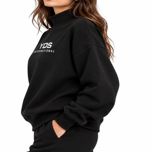 Sudadera Casual de Cuello Alto para Mujer, Sudadera Casual de Otoño para Hombre, de Color Sólido, con Cuello Alto y Letra Bordada en la Parte Delantera - Product Image 3