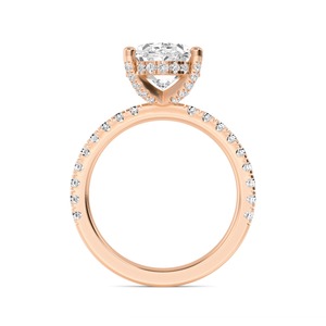 Anillo de compromiso de oro rosa de 10K con diamantes cultivados en laboratorio, ovalados y redondos, de 3.59 quilates, joyería nupcial de lujo con un diseño elegante y moderno. - Product Image 2