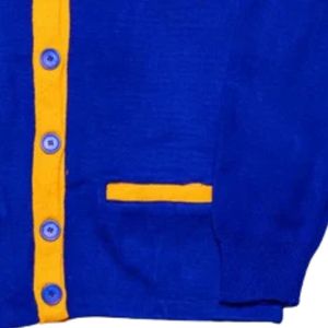Sigma Gamma Rho <b>Cardigan</b> <b>Sweater</b> Blue with Double Stitched Twill Embroidered Letters Shield Greek Sorority Knitwear Fashion - Product Image 4