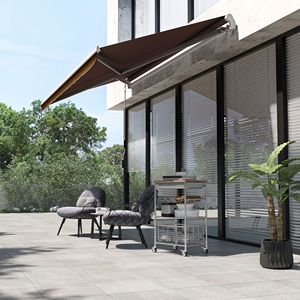 Tenda da Sole Retrattile Manuale Marrone 12 X 10 Regolabile per Patio, Balcone, Giardino - Design Versatile - Product Image 2