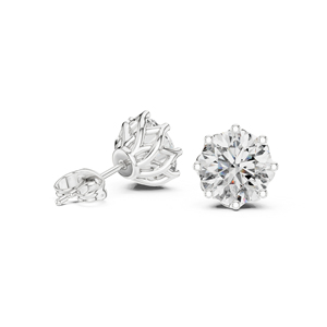Pendientes de compromiso de oro amarillo de 14 quilates con diamantes cultivados en laboratorio para mujer |   Diamante Cultivado Nuevo - Product Image 5
