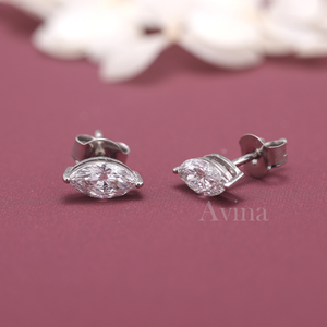 IGI Certified Lab Grown Diamond Marquise Stud <b>Earrings</b> 9K White / Yellow & Rose Gold Solitaire Diamond Stud <b>Earrings</b> - Product Image 2