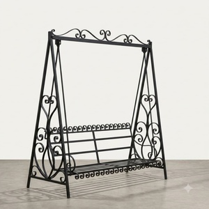 Balançoire de jardin victorienne en fer forgé robuste pour 2 personnes, avec coussin non imperméable, pour extérieur et patio - Product Image 1