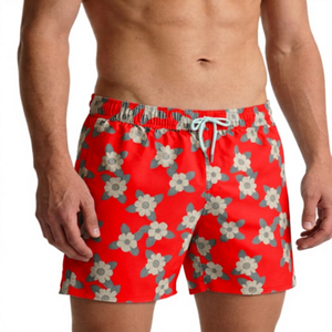 Men's Floral Print Board <b>Shorts</b> Mid Waist Drawstring Quick Dry Casual <b>Swimwear</b> <b>Short</b> <b>Shorts</b> - Product Image 5