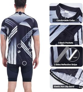 Maillot de cyclisme à manches courtes pour hommes, vêtements de vélo, shorts de vélo de route rembourrés - Product Image 4
