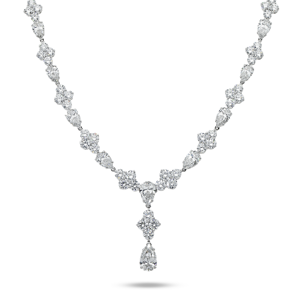 Collier en or blanc 18 carats de qualité supérieure avec diamants ronds et en forme de poire pour mariage ou anniversaire, disponible en gros - Product Image 4