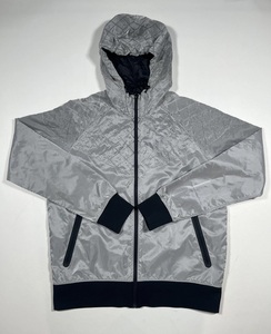 เสื้อแจ็คเก็ต Anorak สีเงินแบบมีฮู้ด ซิปเต็มตัว บุผ้าเพชร แนวสปอร์ต ลำลอง ไซส์พลัส สำหรับทุกเพศ - Product Image 1