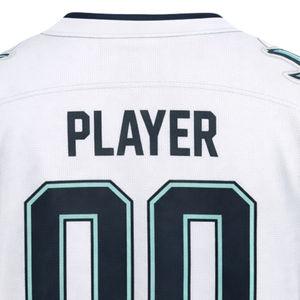 Camiseta de Hockey sobre Hielo Blanca y Verde Azulado, Manga Larga, Transpirable, Absorbe la Humedad, Secado Rápido, 100% Poliéster, Uniforme Deportivo para Adultos - Product Image 6