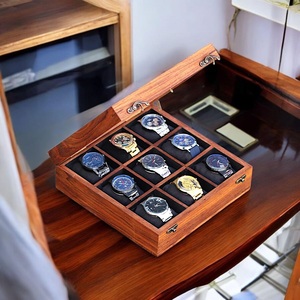 AHTE MANUEXPO UR-065 Handcrafted Wooden Watch & Jewelry <b>Storage</b> <b>Box</b> 10 Slot Glass Lid Brass Hinges Premium From Uttar Pradesh - Product Image 3