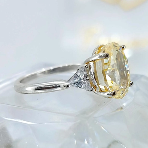 Classic Oval Cut Fancy Yellow Diamond Engagement <b>Ring</b> Natural GIA Certified White Gold Women's Jewelry - Product Image 2