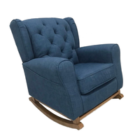 Ensemble de fauteuils à bascule Chesterfield modernes en tissu et métal bleu de luxe pour appartement, centre commercial, chambre, salon, hôtel, hôpital