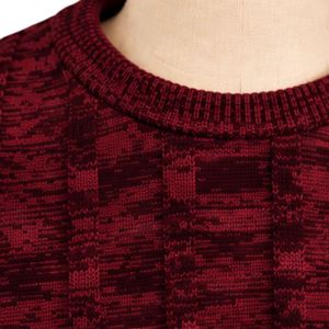 Suéter de Punto para Hombre, Color Rojo Borgoña, con Patrón Abstracto, Cuello Redondo, Manga Larga, Estilo Casual, con Dobladillo Acanalado, para Invierno - Product Image 4