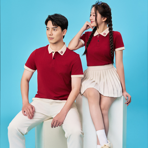 เสื้อโปโลผ้าคอตตอนสีตัดกันของผู้ชายผ้าคอตตอนผสมกันความชื้นสำหรับใส่ทำงานออกแบบได้ตามต้องการ - Product Image 2