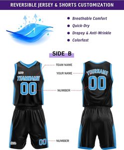 Reversible Basketball Jersey Custom Personalized - Team Name Number Logo Printed | Blank <b>Athletic</b> Uniform for Men Women Youth - Product Image 2
