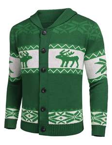 เสื้อคาร์ดิแกนถักไหมพรมสีเขียวสำหรับผู้ชายลายฮอลลี่และระฆัง ยี่ห้อ Eoin Winston Sports สำหรับฤดูหนาวและเทศกาลคริสต์มาส - Product Image 4
