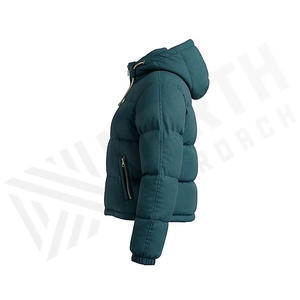 Hooded Quilted Waterproof <b>Bubble</b> Jacket Black Full Sleeve Winter Windproof Cotton Shell Knitted Fabric Polyester Filling Stand - Product Image 3