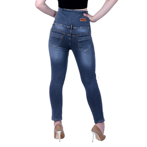 Customized Casual Women's Jeans Pants-Regular Fit Mid Waist Button Fly <b>Bow</b> & Lace Decorations 100% Cotton Quick Dry Eco-Friendly - Product Image 2