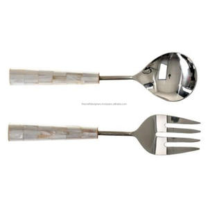 Mirror Polish Stainless Steel Salad <b>Spoon</b> And Fork Sets With Mother of Pearl Handles Salad Server Cutlery Sets <b>Table</b> Accessories - Product Image 1